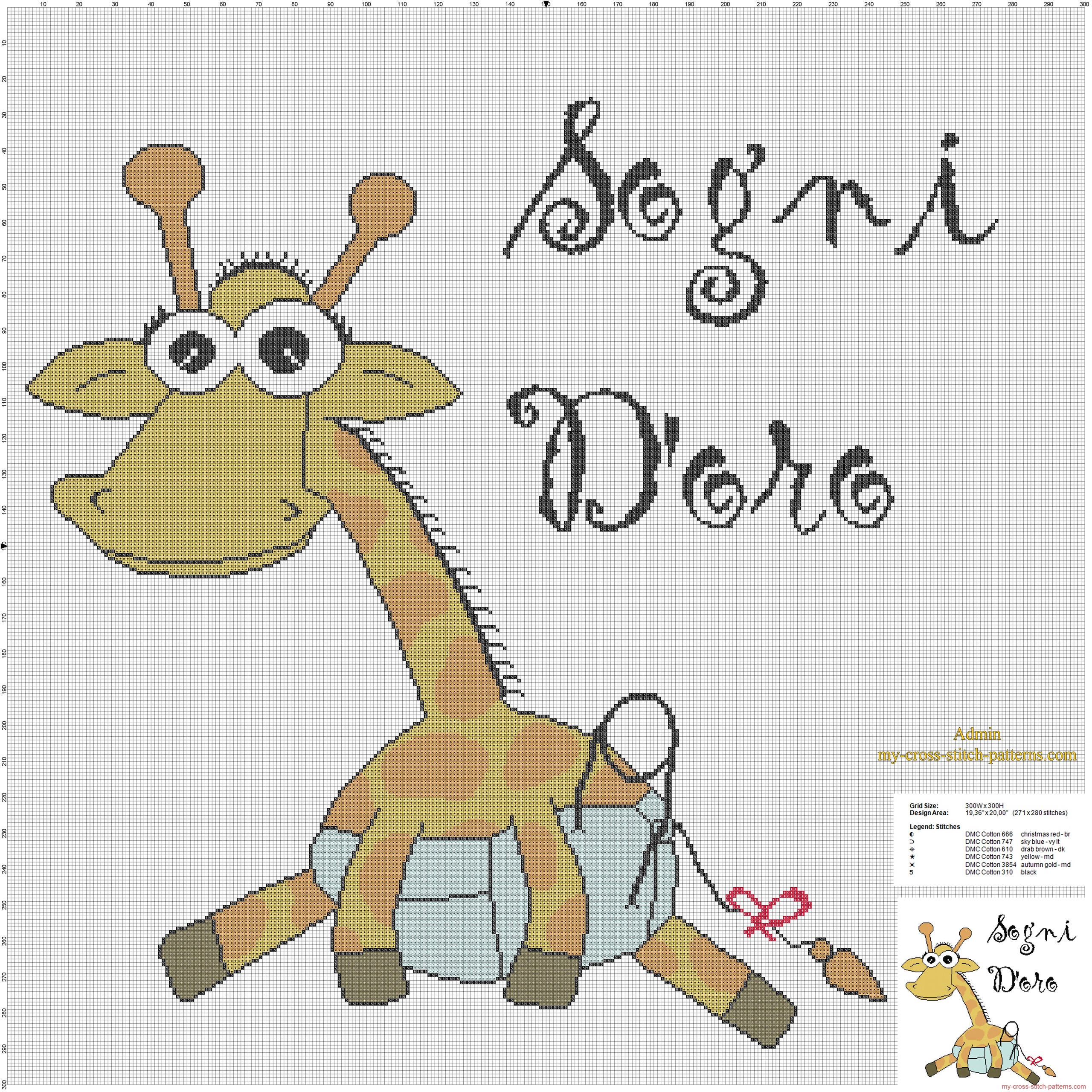 copertina_punto_croce_bebe_con_simpatica_giraffa_e_testo_sogni_doro