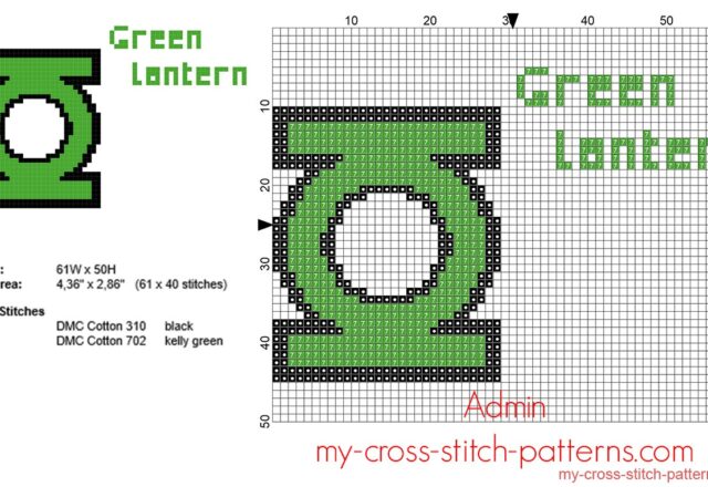logo_del_supereroe_lanterna_verde_schema_punto_croce_61_x_40_crocette_2_colori_dmc