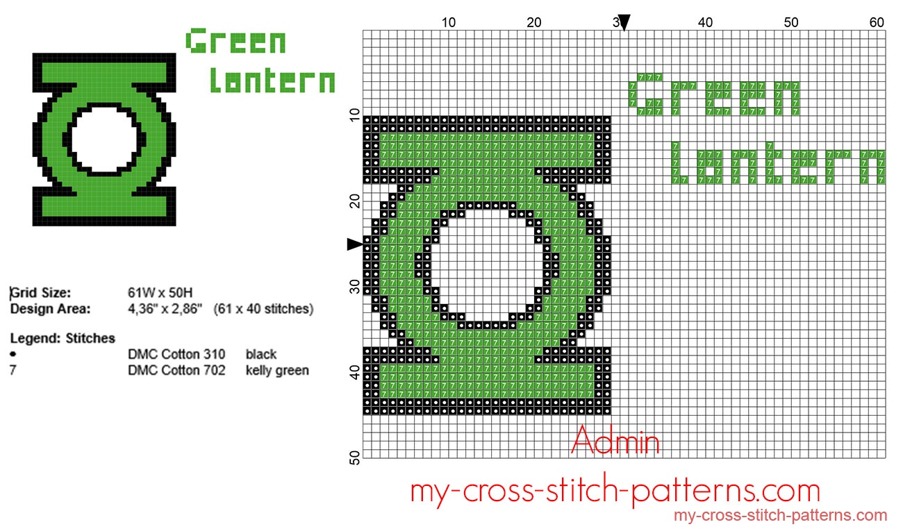 logo_del_supereroe_lanterna_verde_schema_punto_croce_61_x_40_crocette_2_colori_dmc